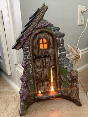 15 inch tall ceramic fairy door lamp